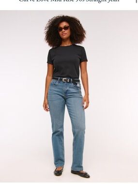 Abercrombie & Fitch Curve Love Mid Rise 90s Straight Jean
